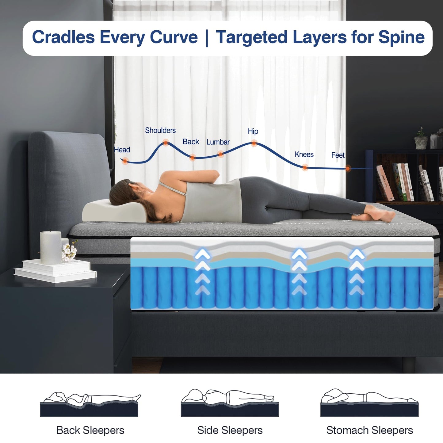 10 Inch Twin Size Charcoal Gel Memory Foam Mattress in a Box, Medium Bed for Kids, Cooling, CertiPUR-US Certified, Fiberglass-Free, 75" × 38"