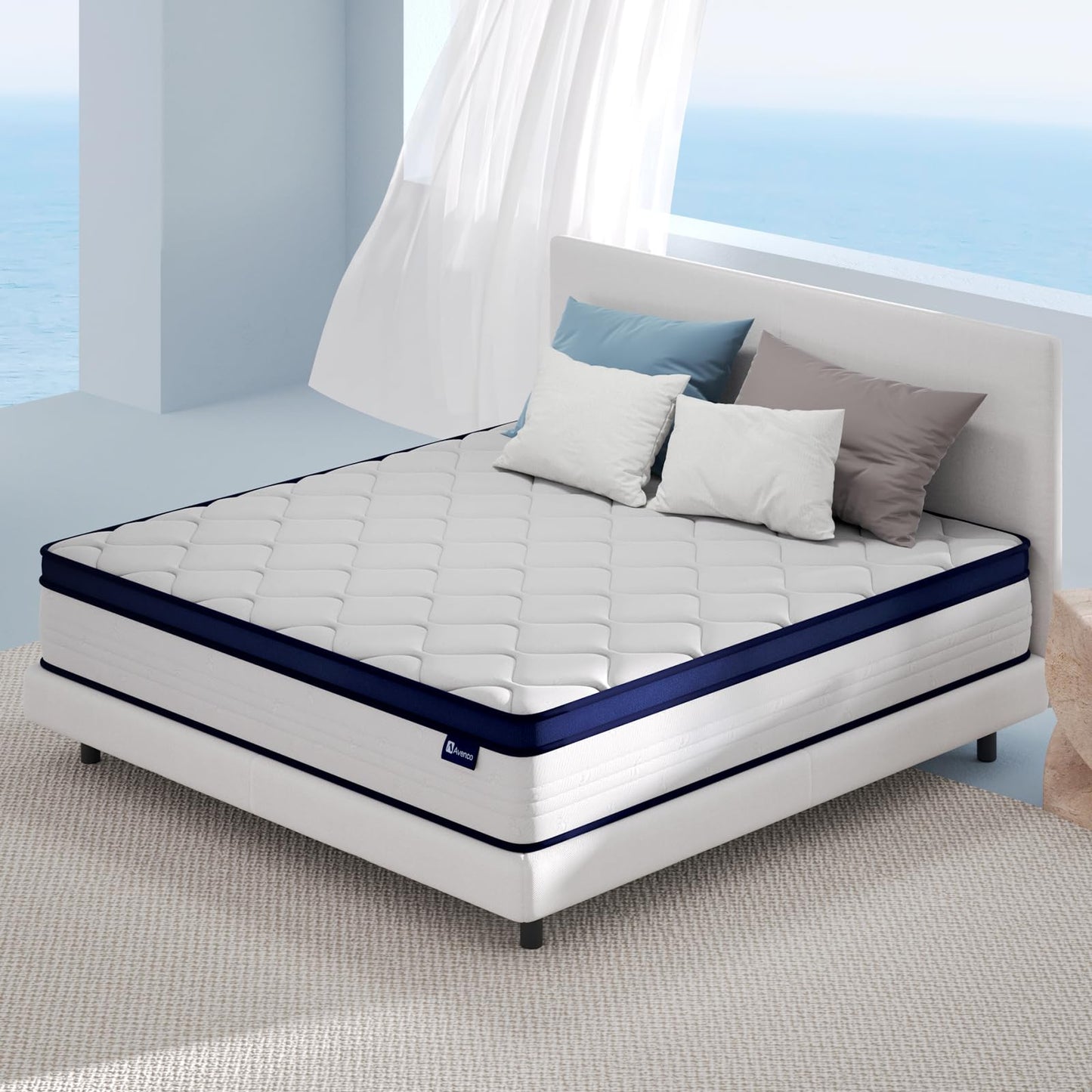 10 Inch Queen Size Hybrid Mattress in a Box, Comfort Foam & Pocket Coils for Pressure Relief & Motion Isolation