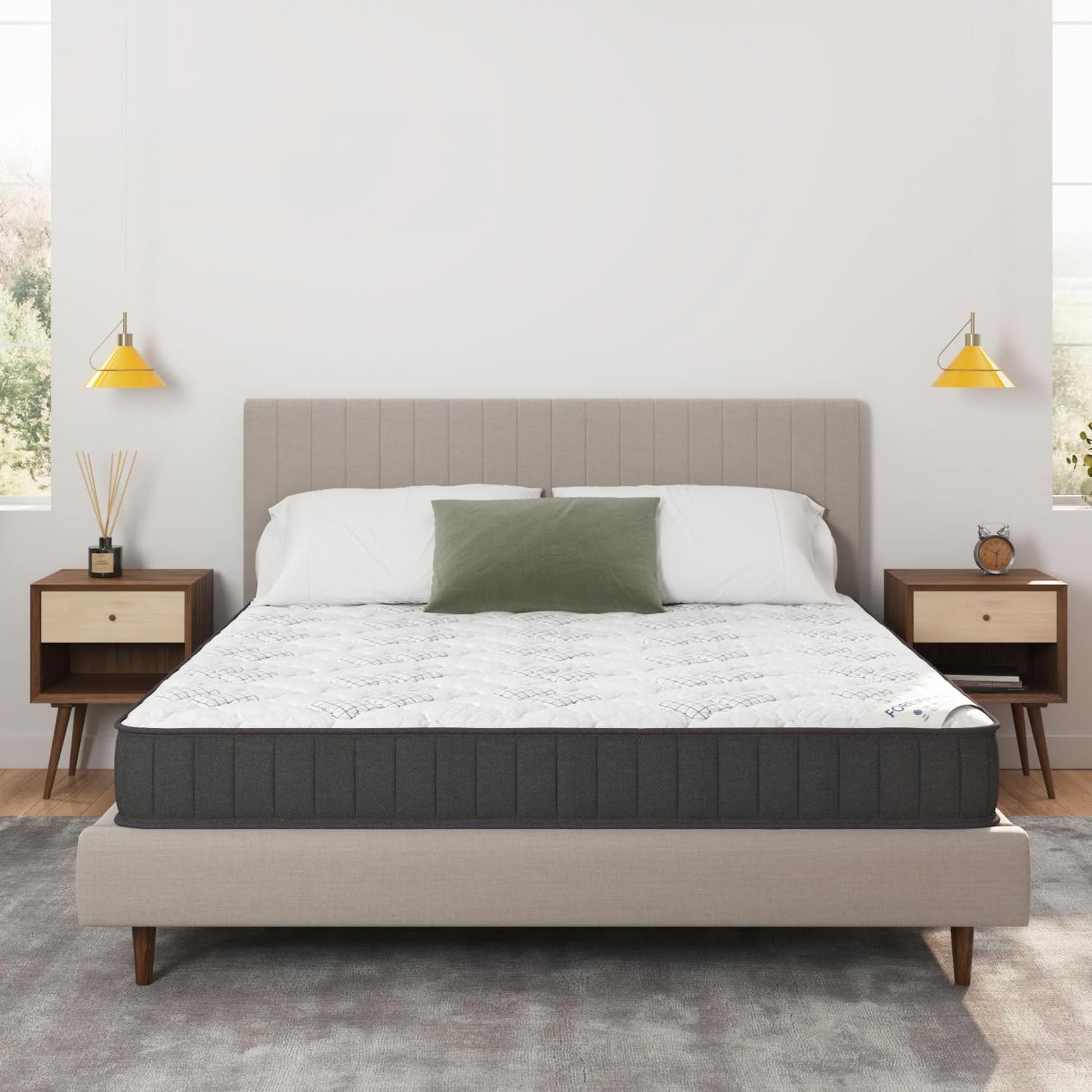 9 Inch Queen Size Hybrid Mattress in a Box, Medium Firm Bed with Pocketed Coils & CertiPUR-US Foam, Made in USA, Fiberglass-Free