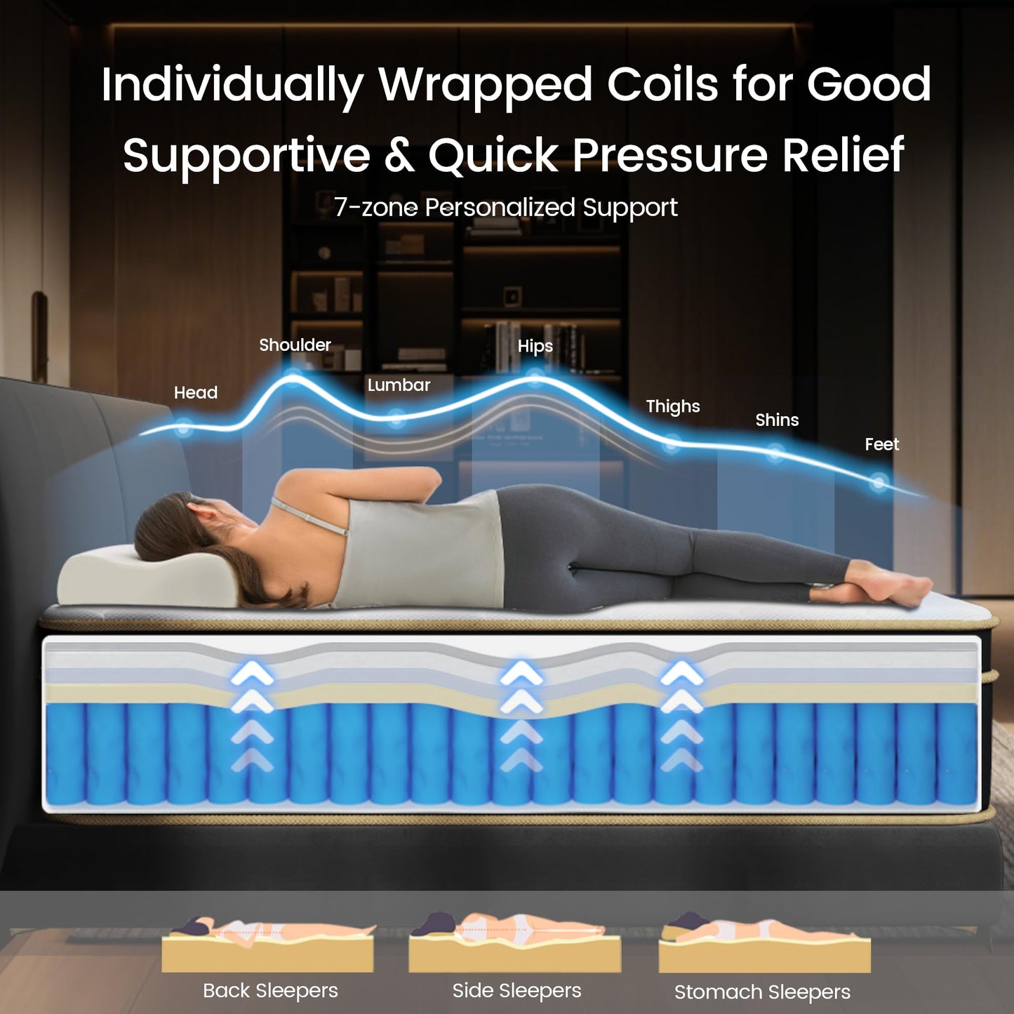 12 Inch Full Size Mattress, Soft & Comfortable Bed with Breathable Material, Four-Sided Reinforcement, Quiet & Easy to Clean, Vacuum Packed