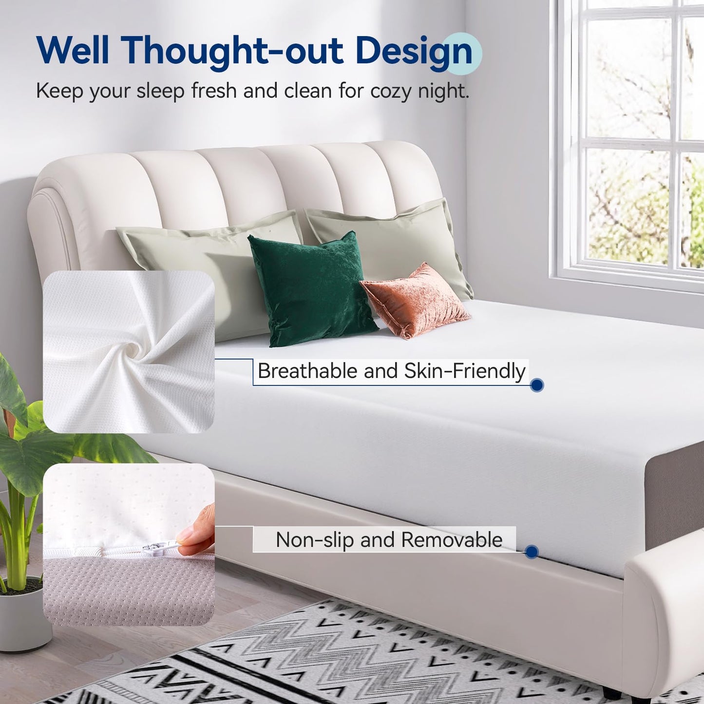 12 Inch California King Memory Foam Mattress | Medium Firm | White/Grey
