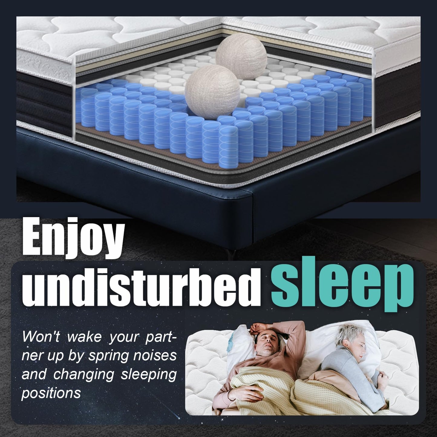 King Mattress 12 inch King Size Mattress 80"*76"*12" Healthy Material Soft Comfortable Breathable Four-Sided Reinforcement Quiet Easy to Clean Vacuum Packed