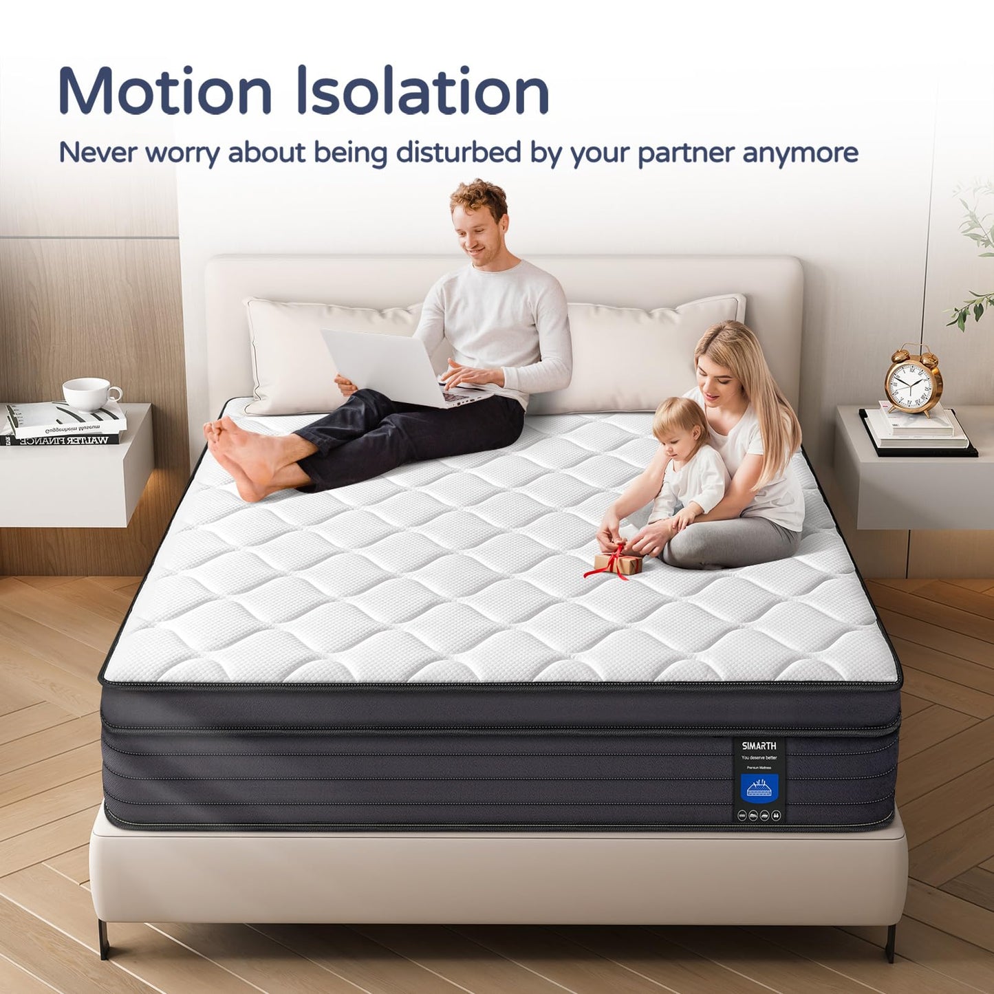14 Inch King Size Hybrid Memory Foam Mattress in a Box, Medium Bed with Motion Isolation, Pressure Relief & Strong Edge Support