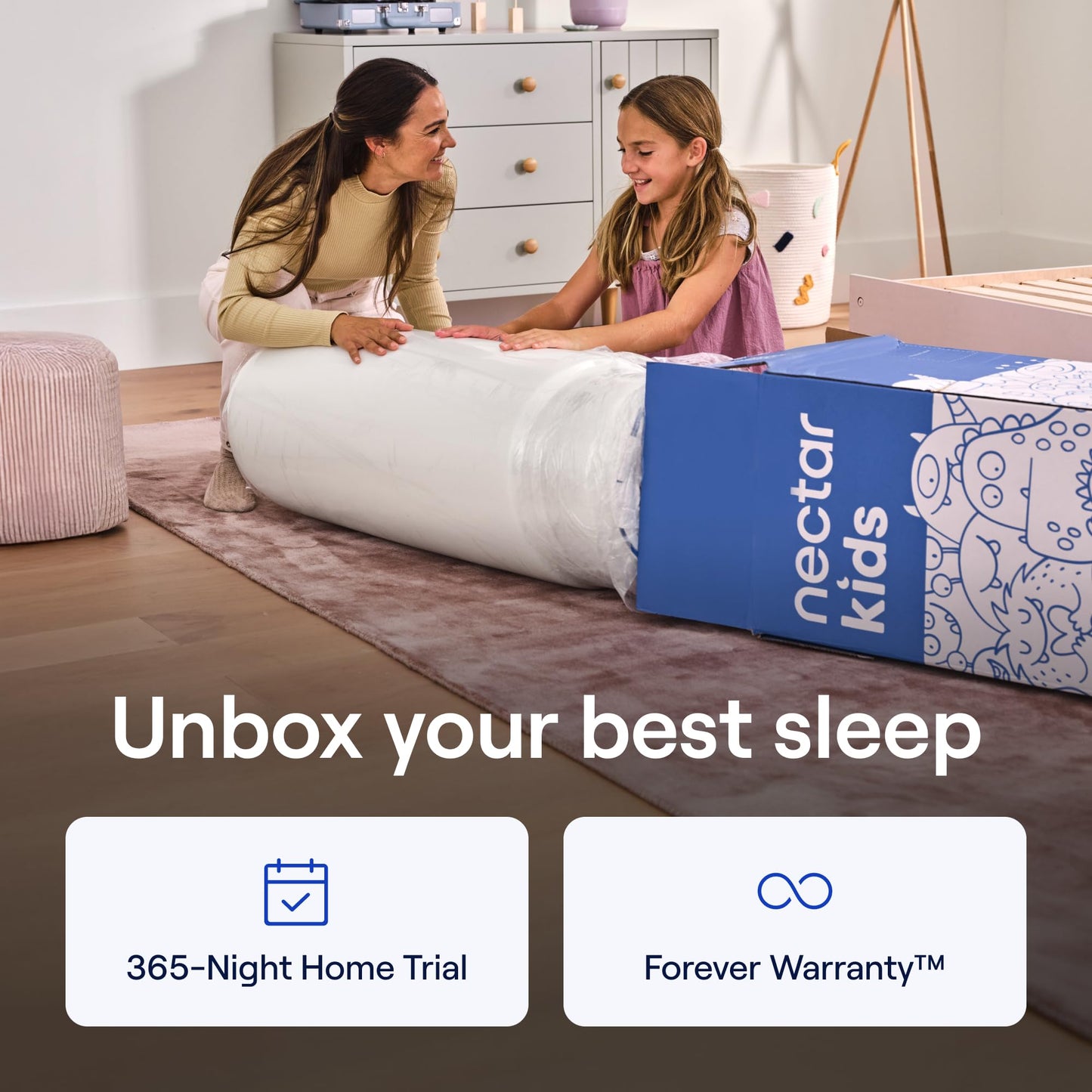 8 Inch Twin Size Kids Mattress, 2-Sided Memory Foam for Growing Children, Pressure Relief, Fiberglass-Free, Mattress in a Box, 365 Night Trial