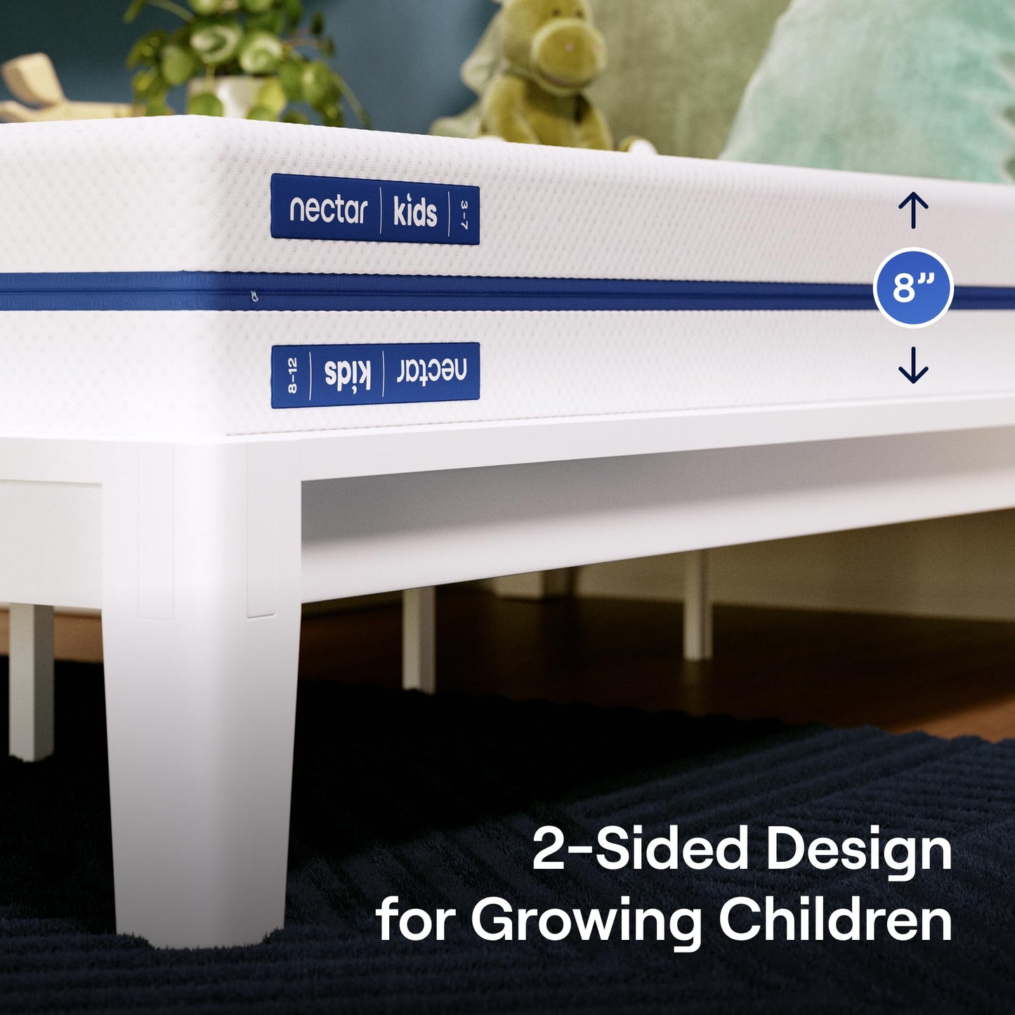 8 Inch Twin Size Kids Mattress, 2-Sided Memory Foam for Growing Children, Pressure Relief, Fiberglass-Free, Mattress in a Box, 365 Night Trial