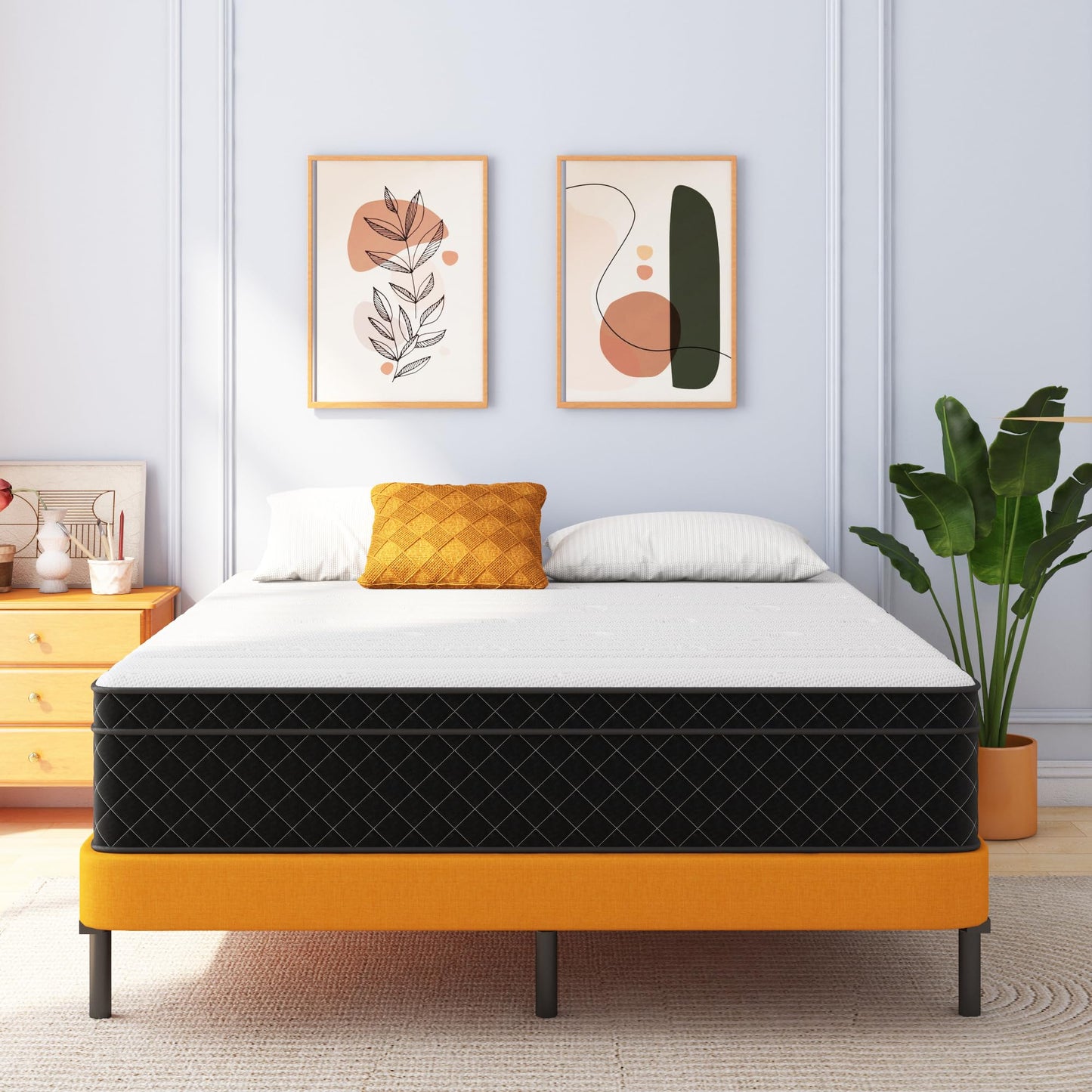 10 Inch Queen Hybrid Mattress | Firm Memory Foam with Pocket Springs | Pressure Relief & Supportive