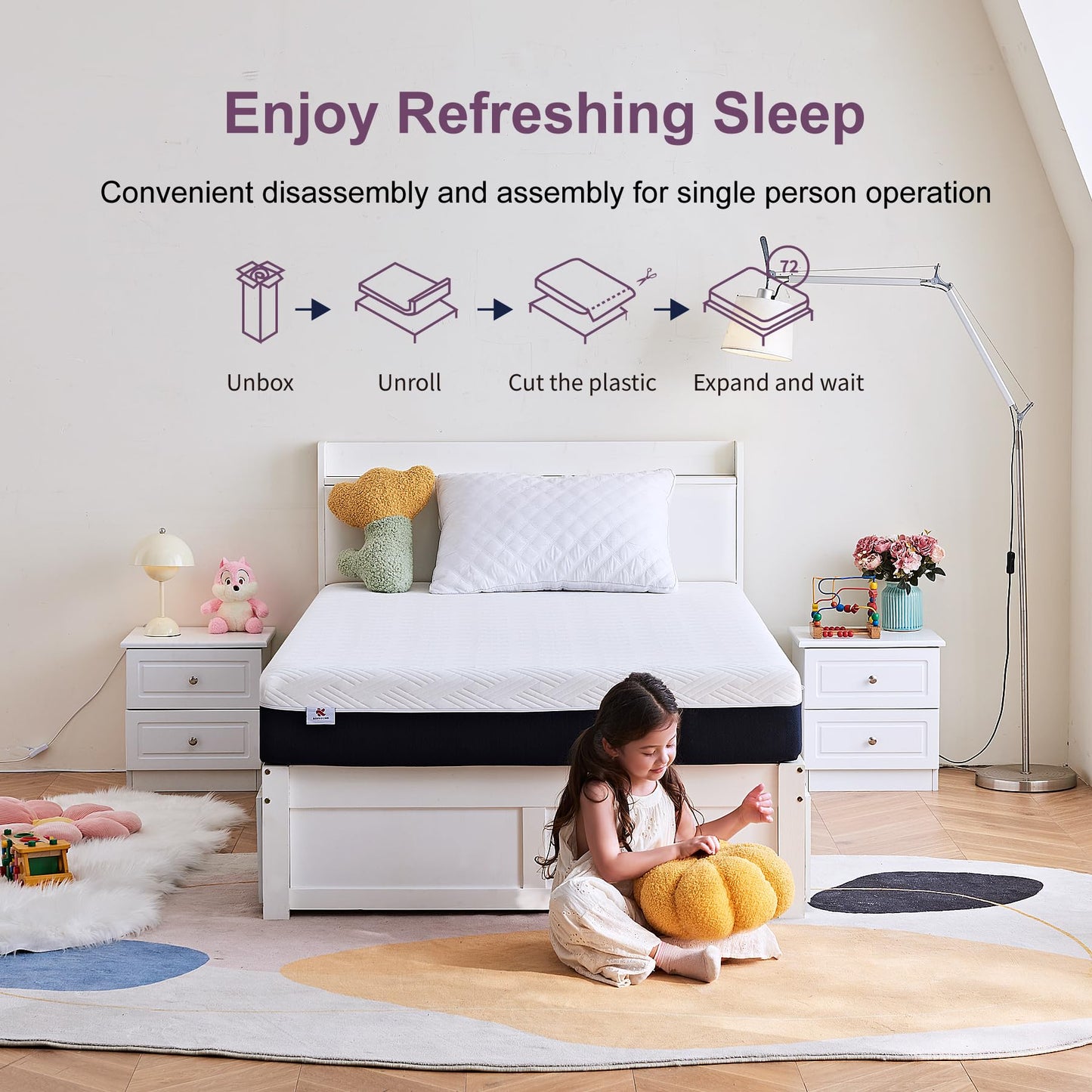 Twin Mattress, 10 Inch Gel Memory Foam Bed in a Box, Medium Firm for Cool Sleep, Pressure Relief & CertiPUR-US Certified