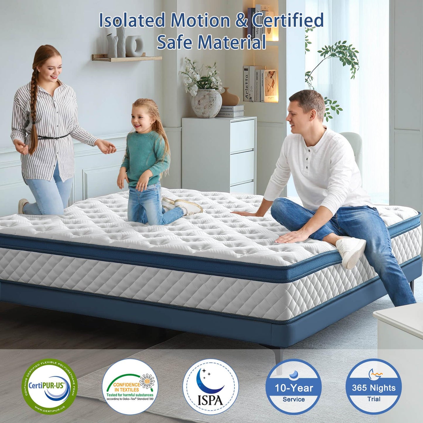 10 Inch Twin Size Hybrid Mattress in a Box, Medium Firm Memory Foam Bed with Pocket Springs, Pressure Relief, Motion Isolation & Edge Support, CertiPUR-US Certified
