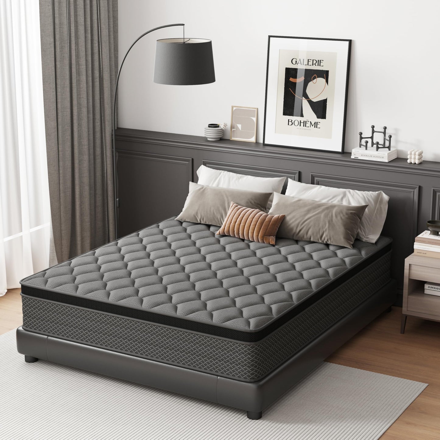 14 Inch Queen Size Hybrid Mattress in a Box, Memory Foam & Pocket Springs, Medium Plush Bed with Motion Isolation, CertiPUR-US Certified, Fiberglass-Free, 365-Night Trial