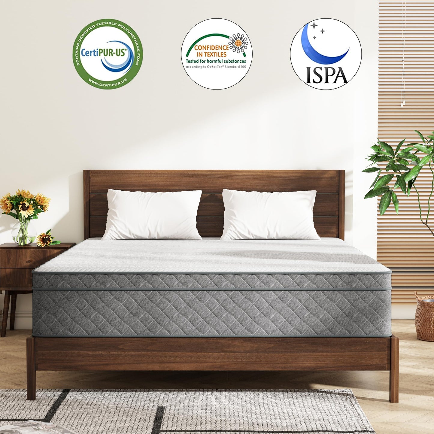 12 Inch Queen Hybrid Mattress | Medium Firm Memory Foam with Pocket Springs | CertiPUR-US Certified, Fiberglass Free