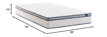10 Inch Twin Size Hybrid Spring Mattress in a Box, Medium Firm Bed with Durable Support, Fiberglass-Free, Certified Safe Foams & Fabric
