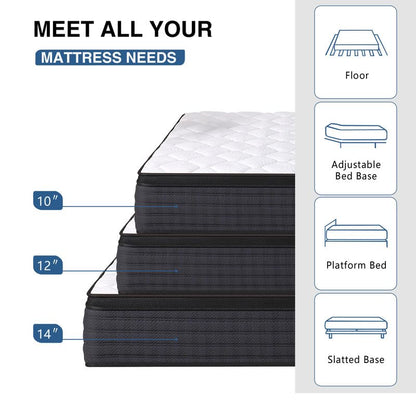 9 Inch Queen Size Hybrid Mattress in a Box, Extra Firm Bed with Pocketed Coils & CertiPUR-US Foam, Made in USA, Fiberglass-Free