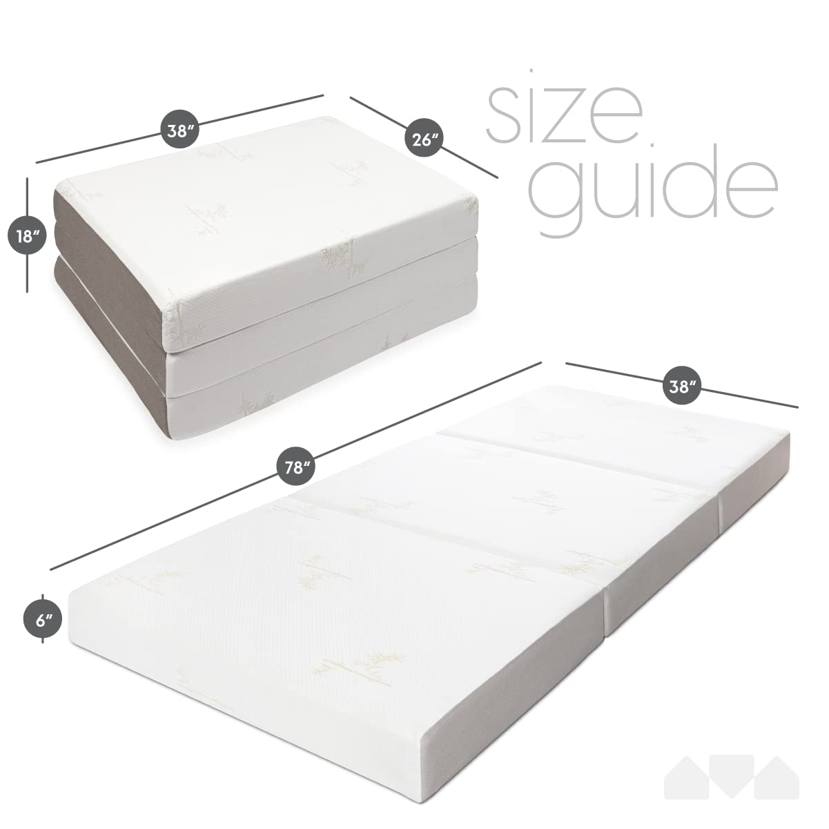 6 Inch Twin XL Trifold Memory Foam Mattress, Portable & Foldable with Washable Cover, Guest Bed for Floor, RV, Travel, Camping & Sleepovers, 78" × 38"