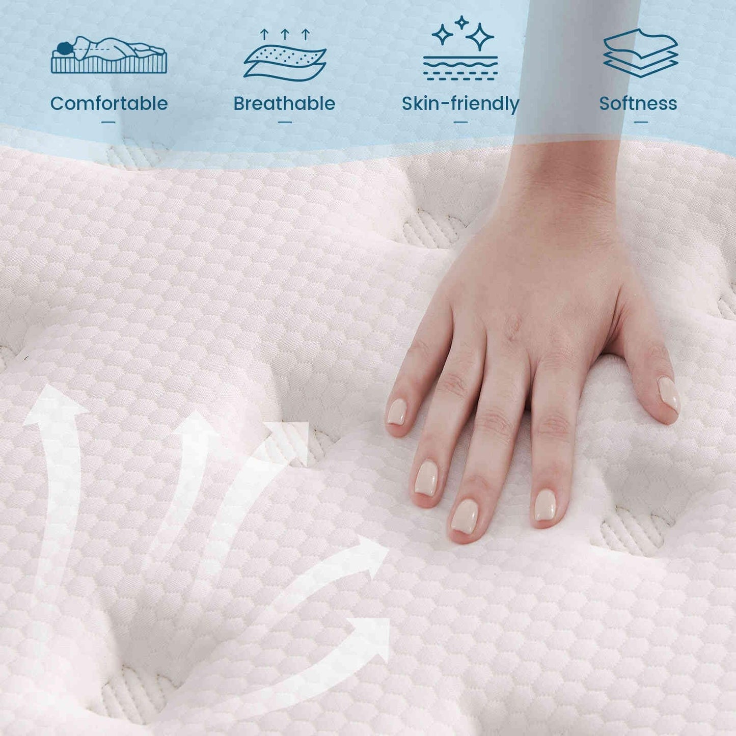 *King Size Mattress, 14 Inch Hybrid Mattress with Gel Memory Foam & Individually Pocketed Innerspring, Euro Top Medium Firm Bed with Motion Isolation, Edge Support, 100-Night