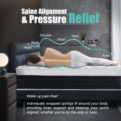 12 Inch Twin Size Medium Firm Gel Memory Foam Mattress in a Box, Cooling Bed for Pressure Relief, CertiPUR-US Certified, Fiberglass-Free