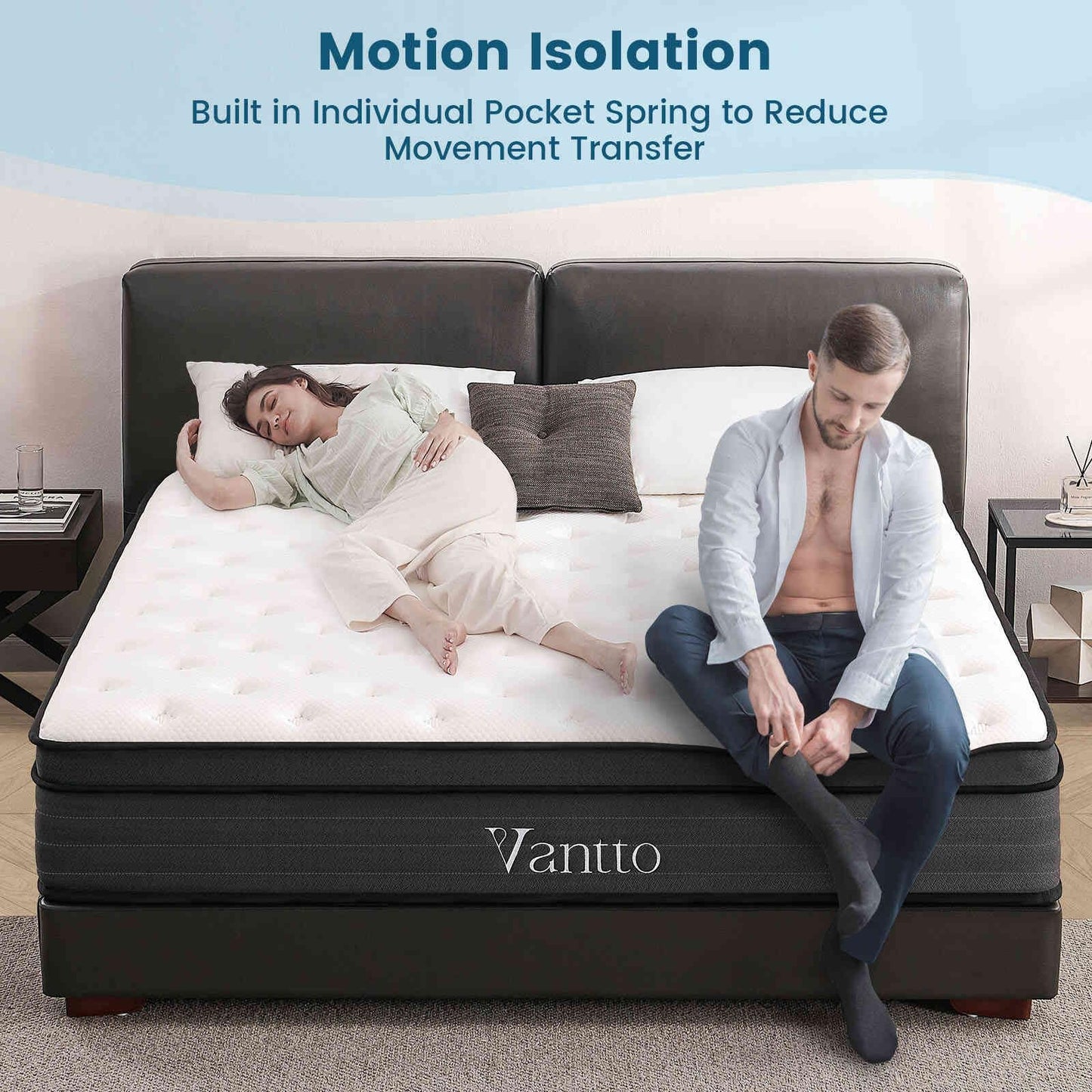 *King Size Mattress, 14 Inch Hybrid Mattress with Gel Memory Foam & Individually Pocketed Innerspring, Euro Top Medium Firm Bed with Motion Isolation, Edge Support, 100-Night