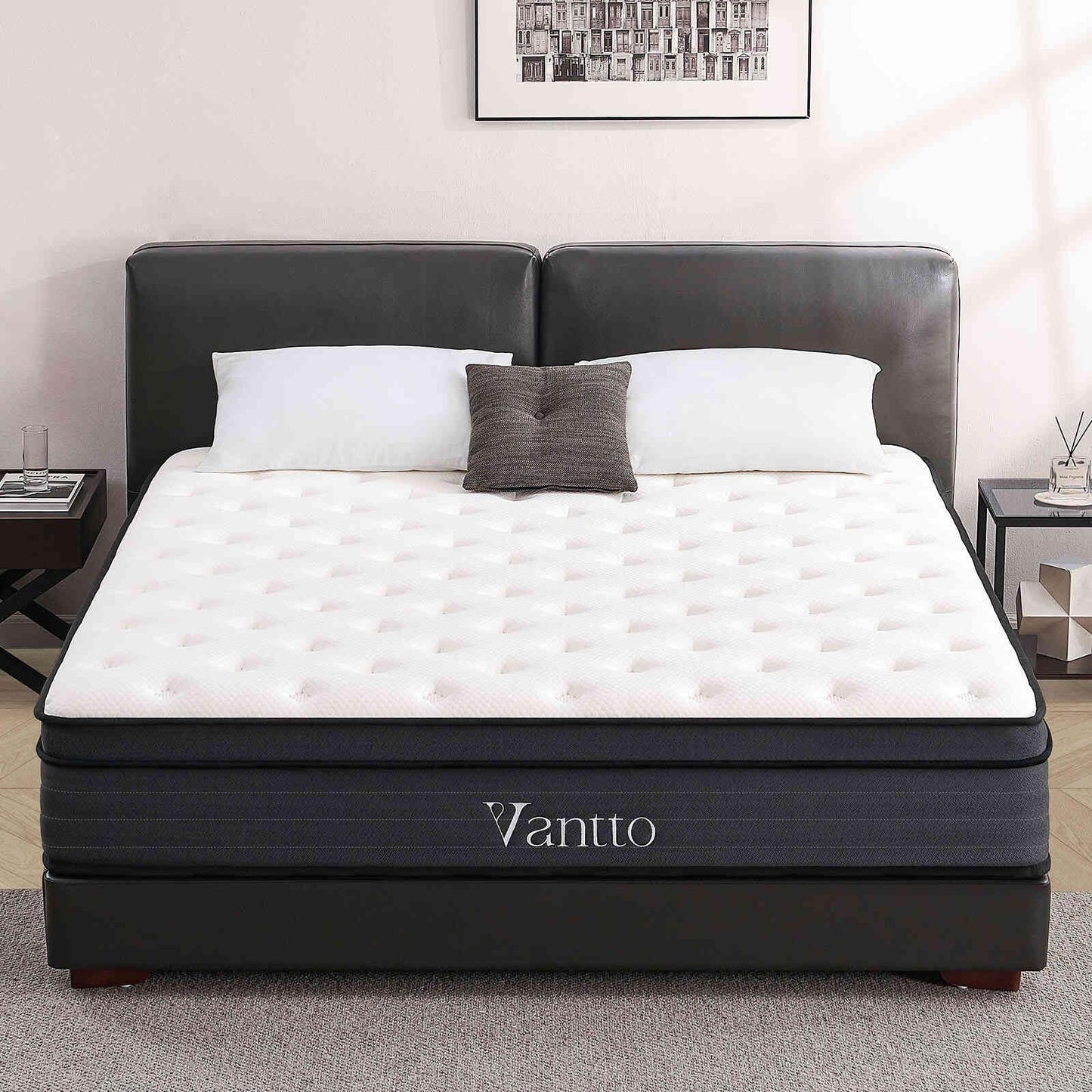 *King Size Mattress, 14 Inch Hybrid Mattress with Gel Memory Foam & Individually Pocketed Innerspring, Euro Top Medium Firm Bed with Motion Isolation, Edge Support, 100-Night