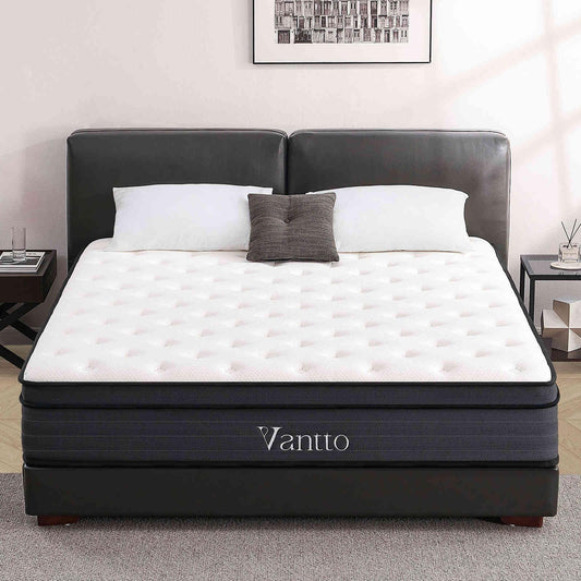 *King Size Mattress, 14 Inch Hybrid Mattress with Gel Memory Foam & Individually Pocketed Innerspring, Euro Top Medium Firm Bed with Motion Isolation, Edge Support, 100-Night