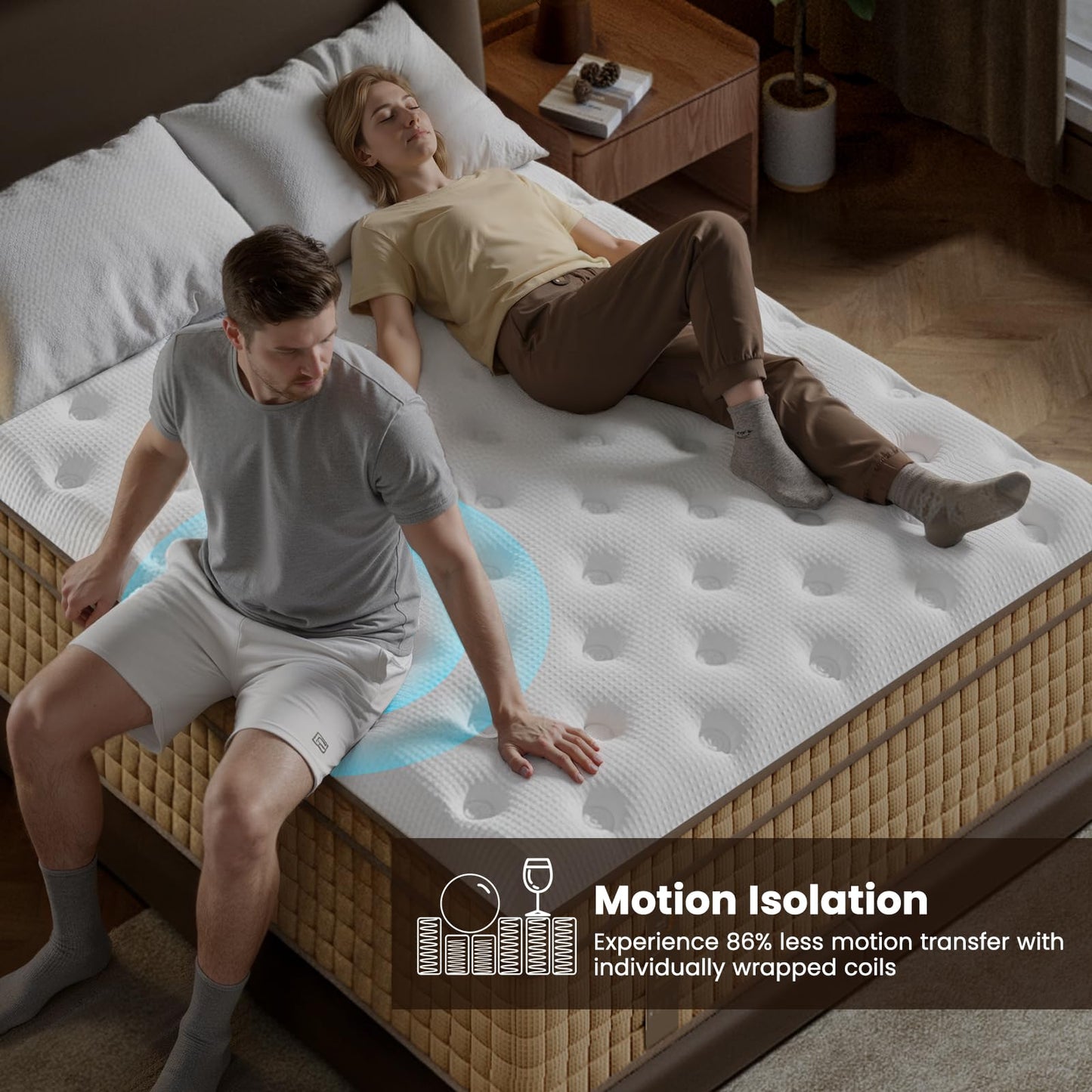 12 Inch Queen Hybrid Mattress | Medium Firm with Extra Lumbar & Shoulder Support | Pain Relief, Fiberglass Free | 365-Night Trial