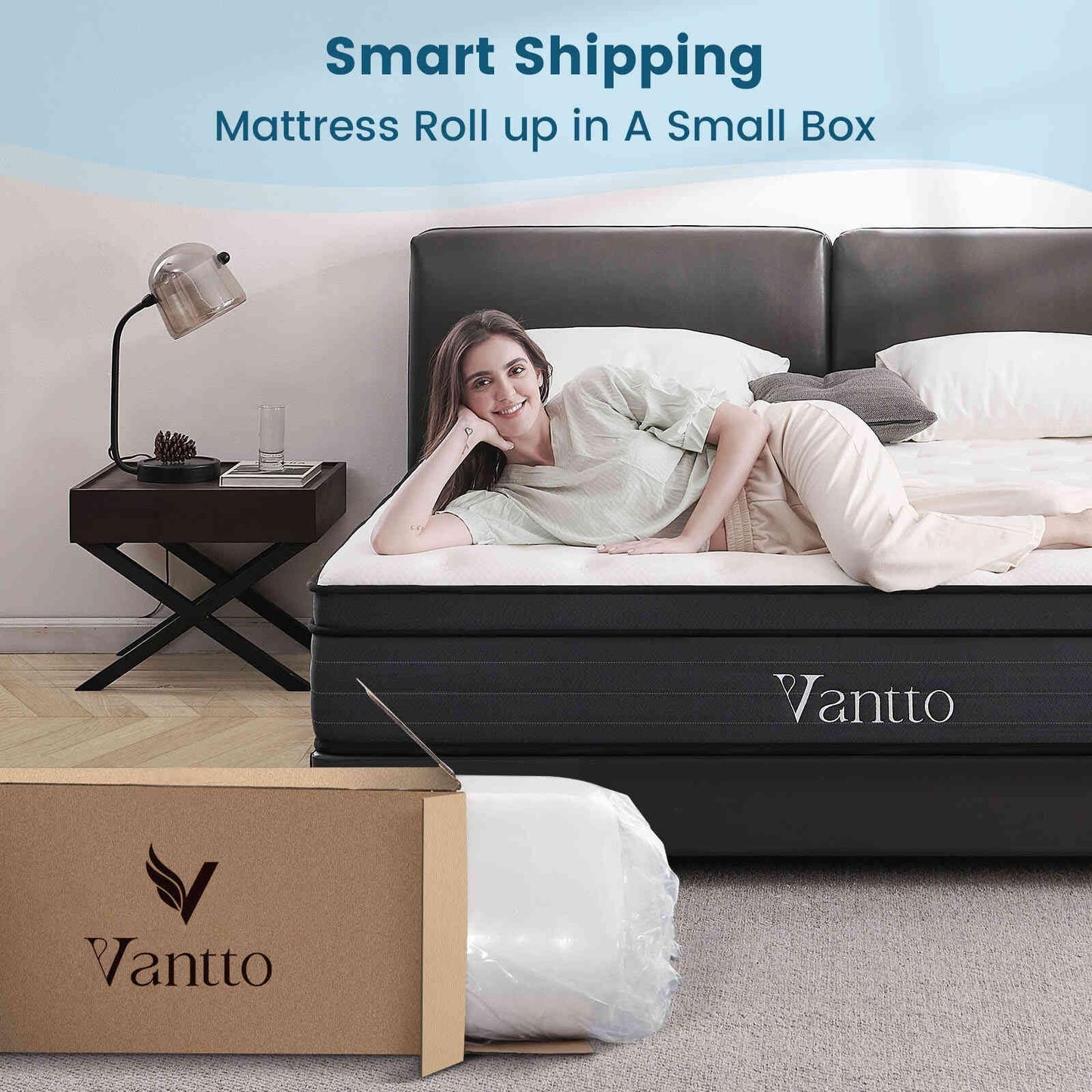 *King Size Mattress, 14 Inch Hybrid Mattress with Gel Memory Foam & Individually Pocketed Innerspring, Euro Top Medium Firm Bed with Motion Isolation, Edge Support, 100-Night