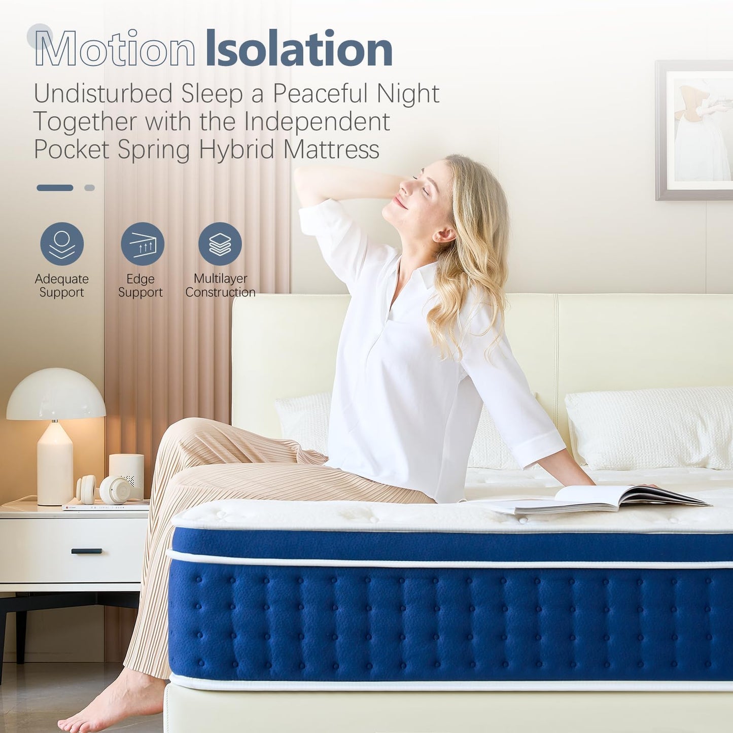 12 Inch Queen Size Hybrid Gel Memory Foam Mattress in a Box, Medium Firm Bed with 10-Layer Luxury, Pressure Relief & Support, CertiPUR-US, 365-Night Trial