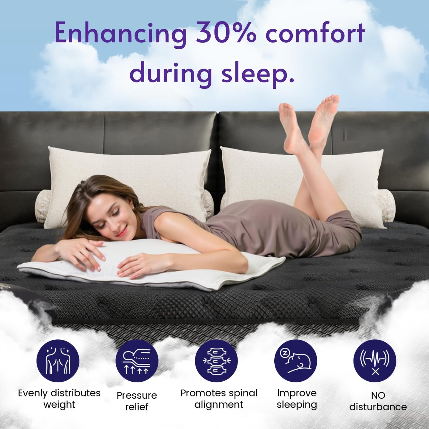 12 Inch Queen Hybrid Mattress | Medium Firm Memory Foam with Pocket Springs | Cooling, Pressure Relief | 120-Night Trial
