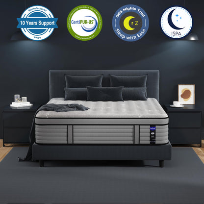 10 Inch Twin XL Charcoal Gel Memory Foam Mattress in a Box, Medium Bed, Cooling, CertiPUR-US Certified, Fiberglass-Free, Made in USA, 80" × 38"