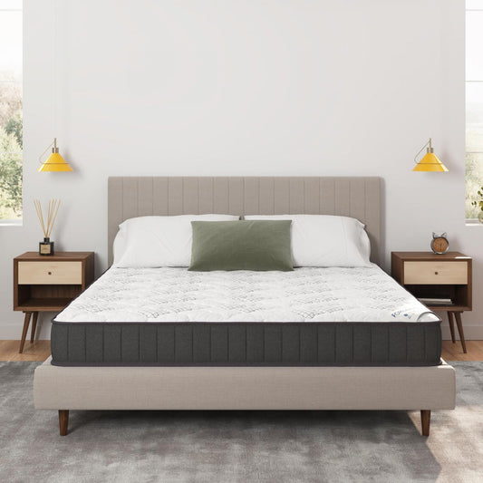9 Inch Queen Size Hybrid Mattress in a Box, Medium Firm Bed with Pocketed Coils & CertiPUR-US Foam, Made in USA, Fiberglass-Free