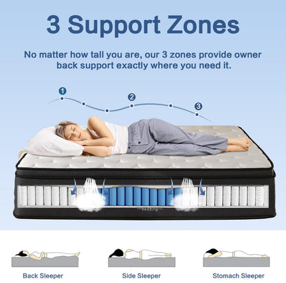 10 Inch Full Size Hybrid Mattress in a Box, Cooling Memory Foam & Independent Springs, Soft Breathable Bed for Back Pain Relief, Medium, CertiPUR-US