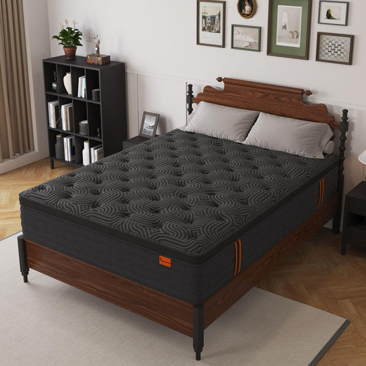 12 Inch King Hybrid Mattress | Medium Firm Memory Foam with Pocket Springs | Motion Isolation | Dark Grey, 100 Night Trial