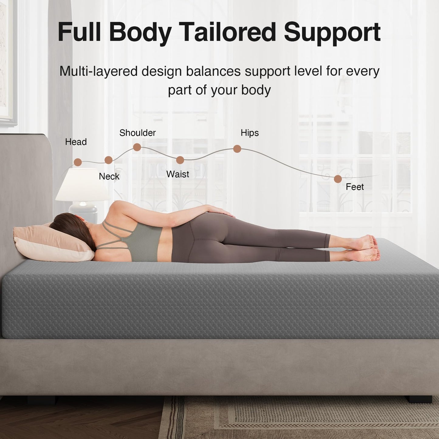 10 Inch King Memory Foam Mattress | Gel Foam with Thermally Balanced Core | Cool Sleep, Pressure Relief, Enhanced Support & Breathability