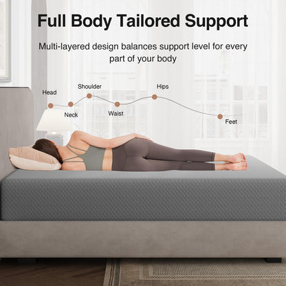 10 Inch King Memory Foam Mattress | Gel Foam with Thermally Balanced Core | Cool Sleep, Pressure Relief, Enhanced Support & Breathability