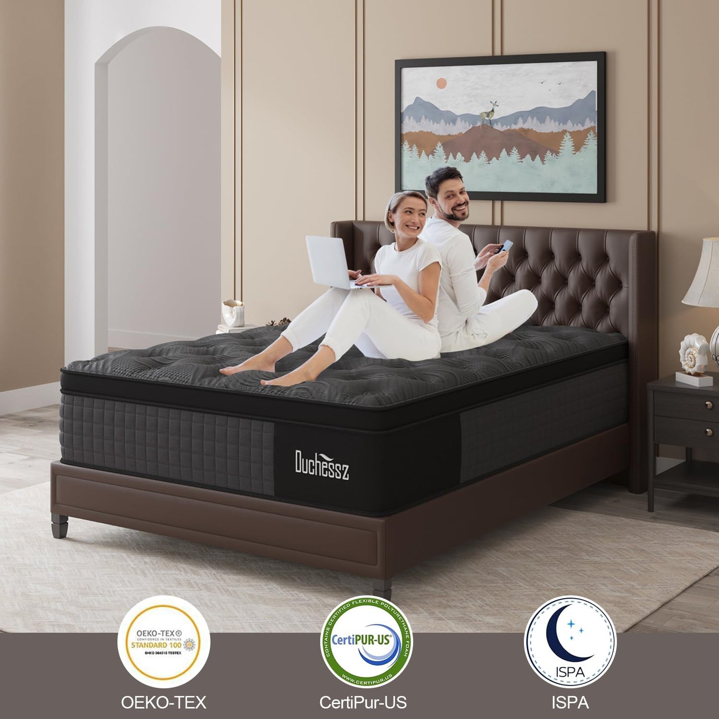 BedStory 14 Inch Firm King Mattress, Cooling Gel Hybrid Mattress with Targeted Lumbar & Shoulder Support for Back Pain Relief, Motion Isolation, Fiberglass-Free, CertiPUR-US Certified, 365-Night Trial