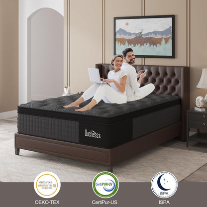 BedStory 14 Inch Firm King Mattress, Cooling Gel Hybrid Mattress with Targeted Lumbar & Shoulder Support for Back Pain Relief, Motion Isolation, Fiberglass-Free, CertiPUR-US Certified, 365-Night Trial
