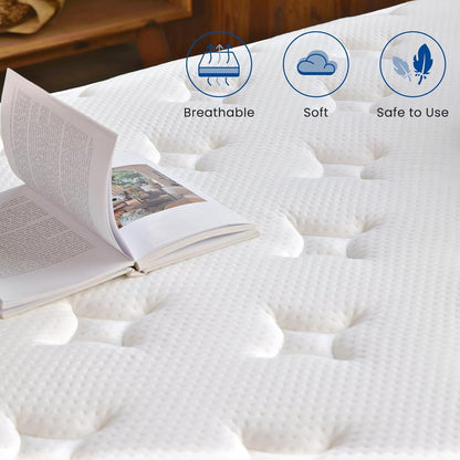 12 Inch California King Hybrid Mattress in a Box, Memory Foam & Pocket Springs, Medium Feel Bed for Cooler Sleep & Pressure Relief