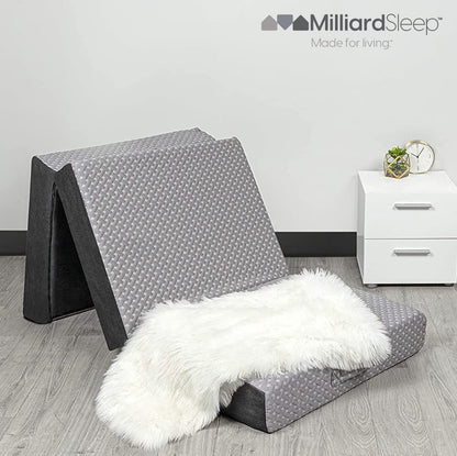 6 Inch Cot Size Trifold Memory Foam Mattress, Portable & Foldable with Washable Cover, Guest Bed for Floor, RV, Travel, Camping & Sleepovers, 75" × 31"