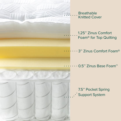 Queen Mattress, 13 Inch Euro Top Hybrid Bed in a Box with Pocket Springs, Pressure Relief & Motion Isolation