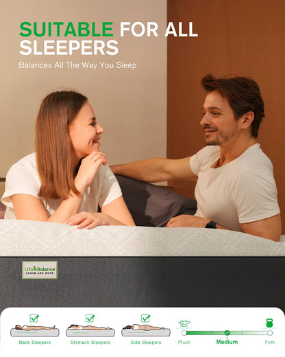 10 Inch King Size Cooling Gel Memory Foam Mattress in a Box, Pressure Relief & Motion Isolation, Breathable Fabric, Made in USA