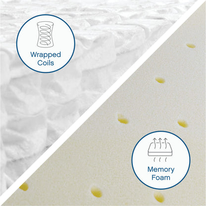 12 Inch King Hybrid Mattress | Quilted Innerspring with Pillow Top Gel Memory Foam | Bed in a Box | CertiPUR-US Certified | White