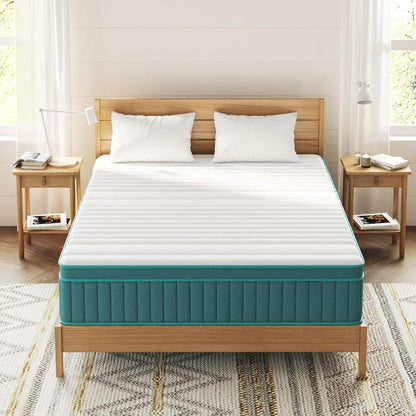 14 Inch Queen Hybrid Mattress | Firm Gel Memory Foam with Pocket Springs | CertiPUR-US Certified