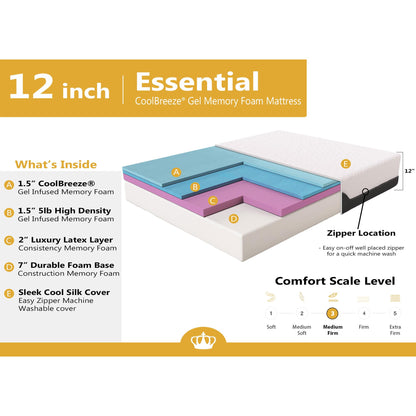 14 Inch Queen Hybrid Mattress | Medium Firm Gel Memory Foam with Pocket Springs | Pressure Relief, Cooling, Extra Edge Support