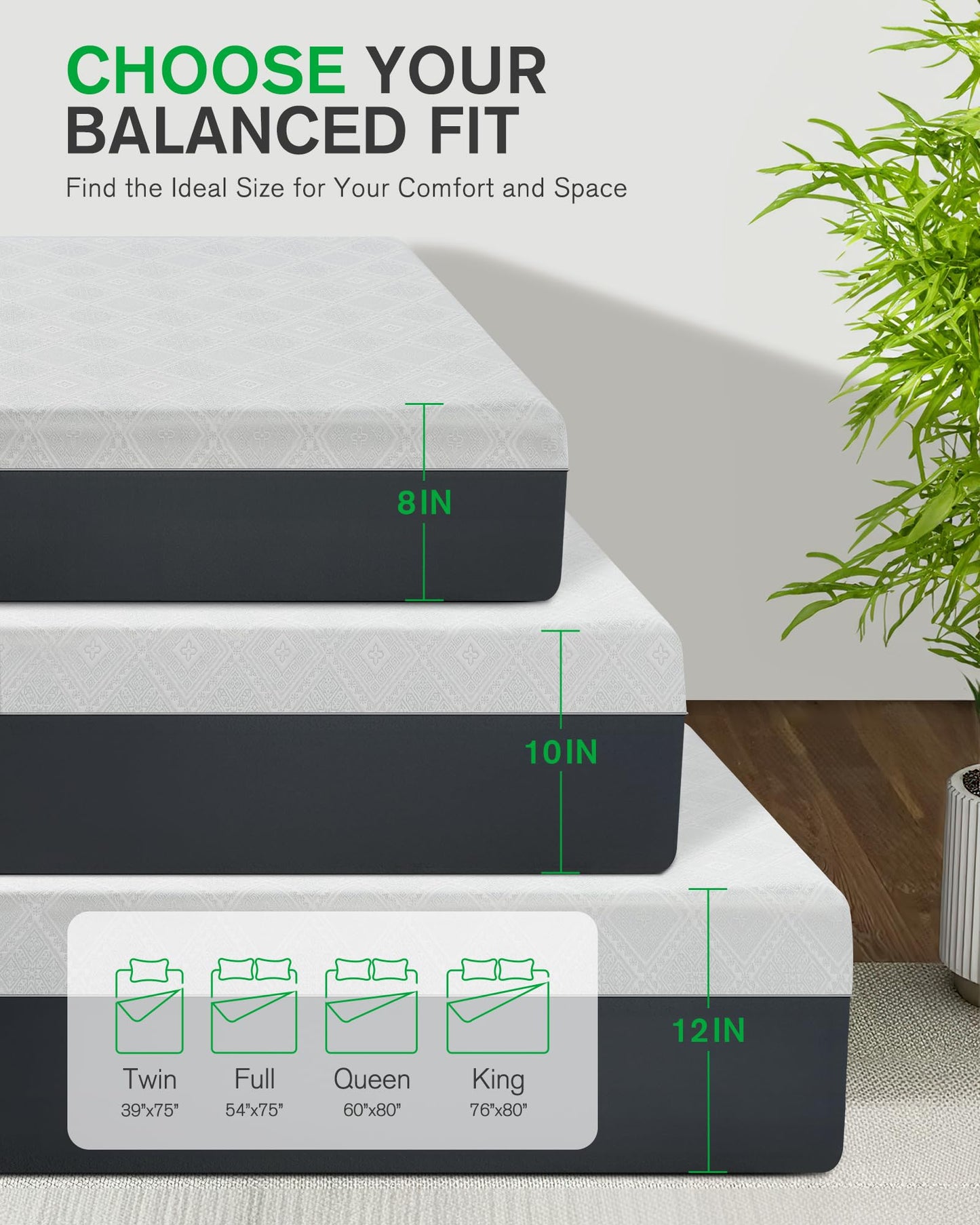 10 Inch King Size Cooling Gel Memory Foam Mattress in a Box, Pressure Relief & Motion Isolation, Breathable Fabric, Made in USA