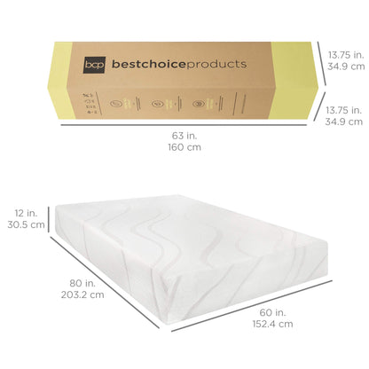 12 Inch Queen Memory Foam Mattress | Medium Firm Green Tea Charcoal Cooling Gel | Fiberglass Free, 2-Layer, Breathable