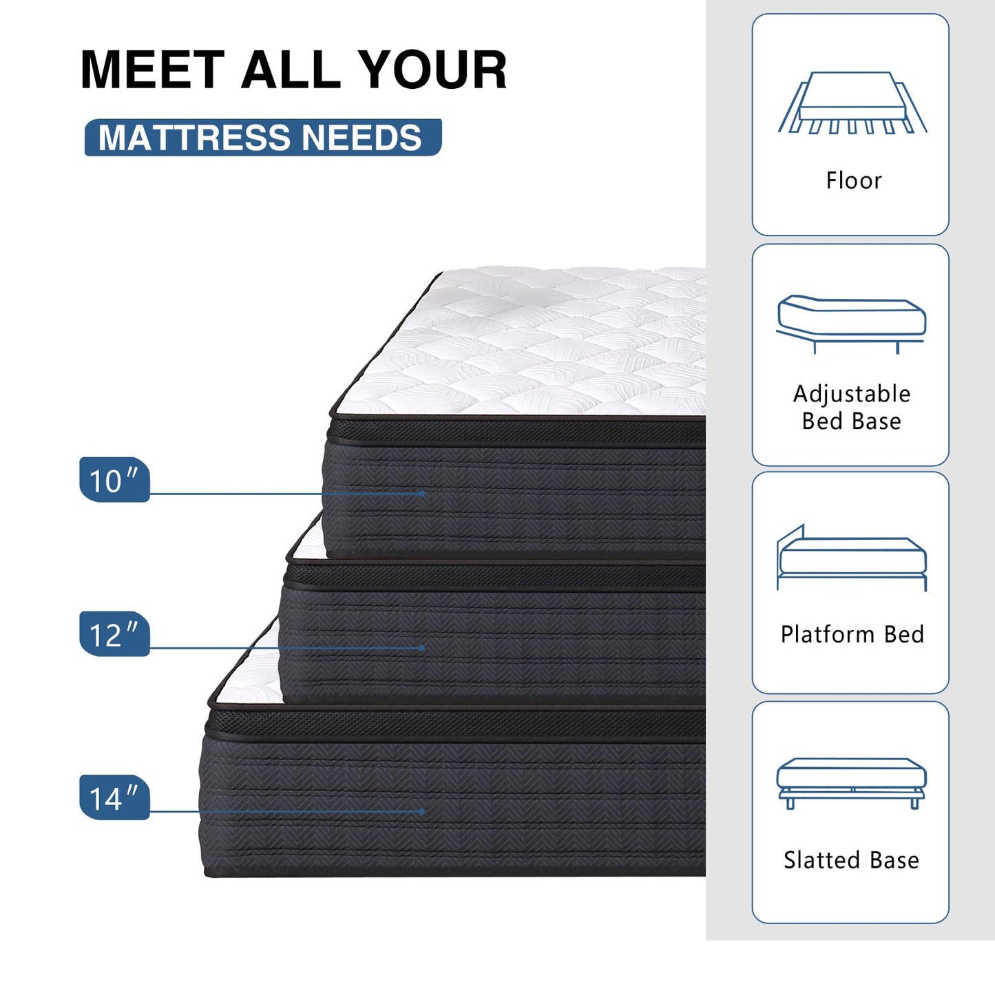 10 Inch Full Size Hybrid Memory Foam Mattress in a Box, Medium Firm Bed for Pressure Relief, CertiPUR-US Certified
