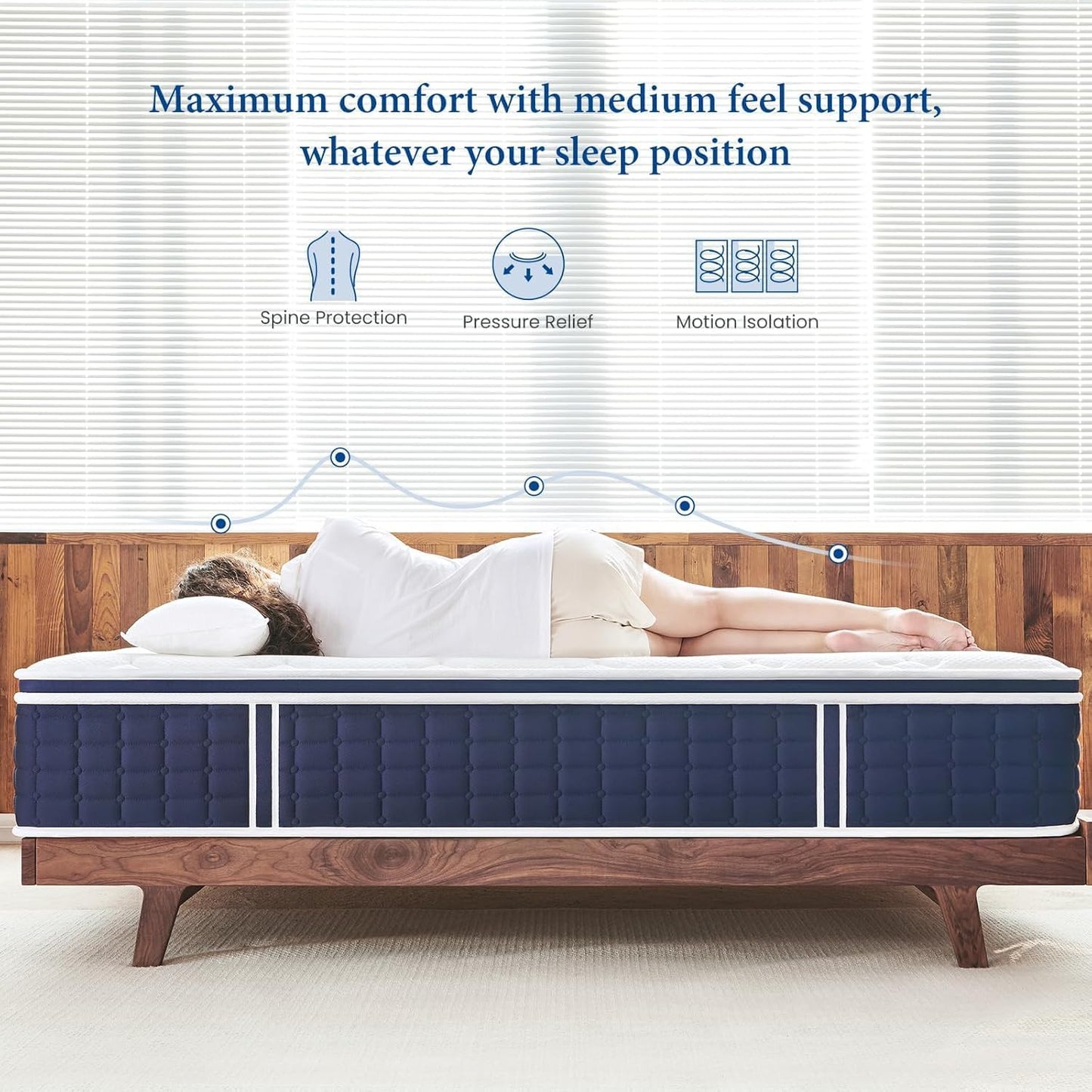 12 Inch California King Hybrid Mattress in a Box, Memory Foam & Pocket Springs, Medium Feel Bed for Cooler Sleep & Pressure Relief