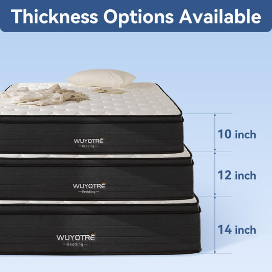 10 Inch Full Size Hybrid Mattress in a Box, Cooling Memory Foam & Independent Springs, Soft Breathable Bed for Back Pain Relief, Medium, CertiPUR-US