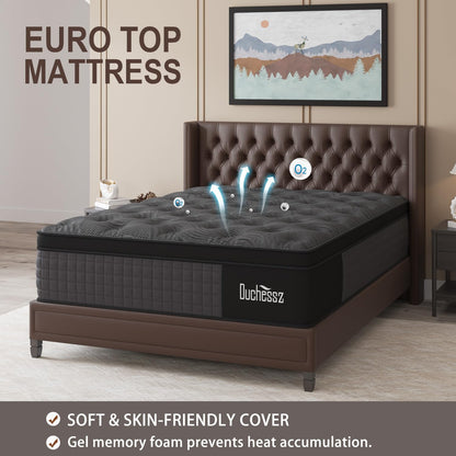 BedStory 14 Inch Firm King Mattress, Cooling Gel Hybrid Mattress with Targeted Lumbar & Shoulder Support for Back Pain Relief, Motion Isolation, Fiberglass-Free, CertiPUR-US Certified, 365-Night Trial