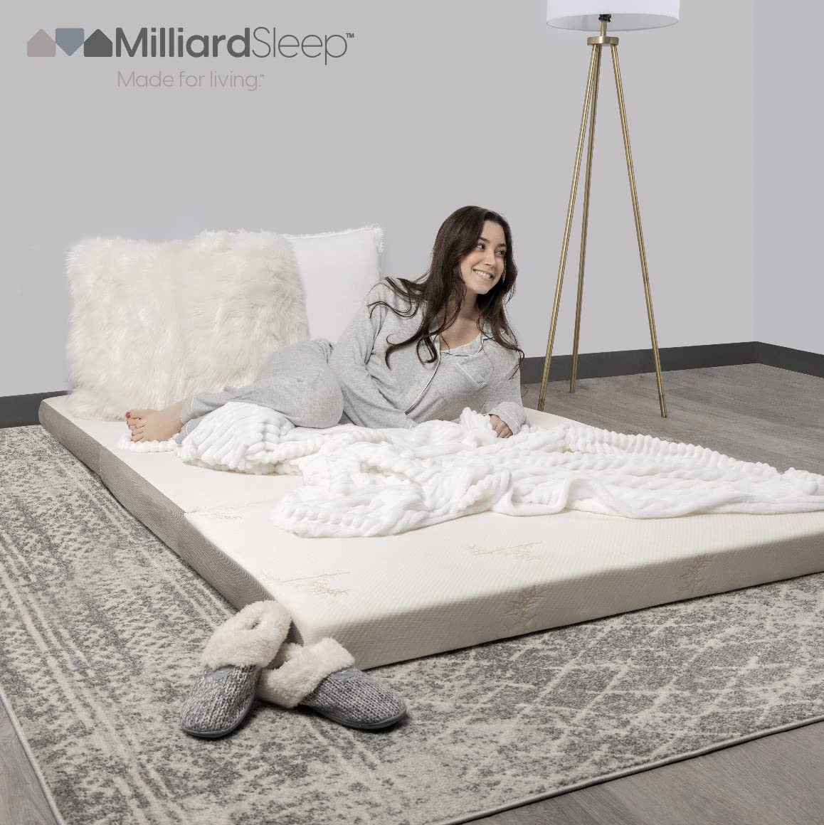 4 Inch Twin Size Trifold Foam Mattress, Medium Firm, Portable & Foldable with Washable Cover, Guest Bed for Floor, RV, Travel & Camping, 75" × 38"