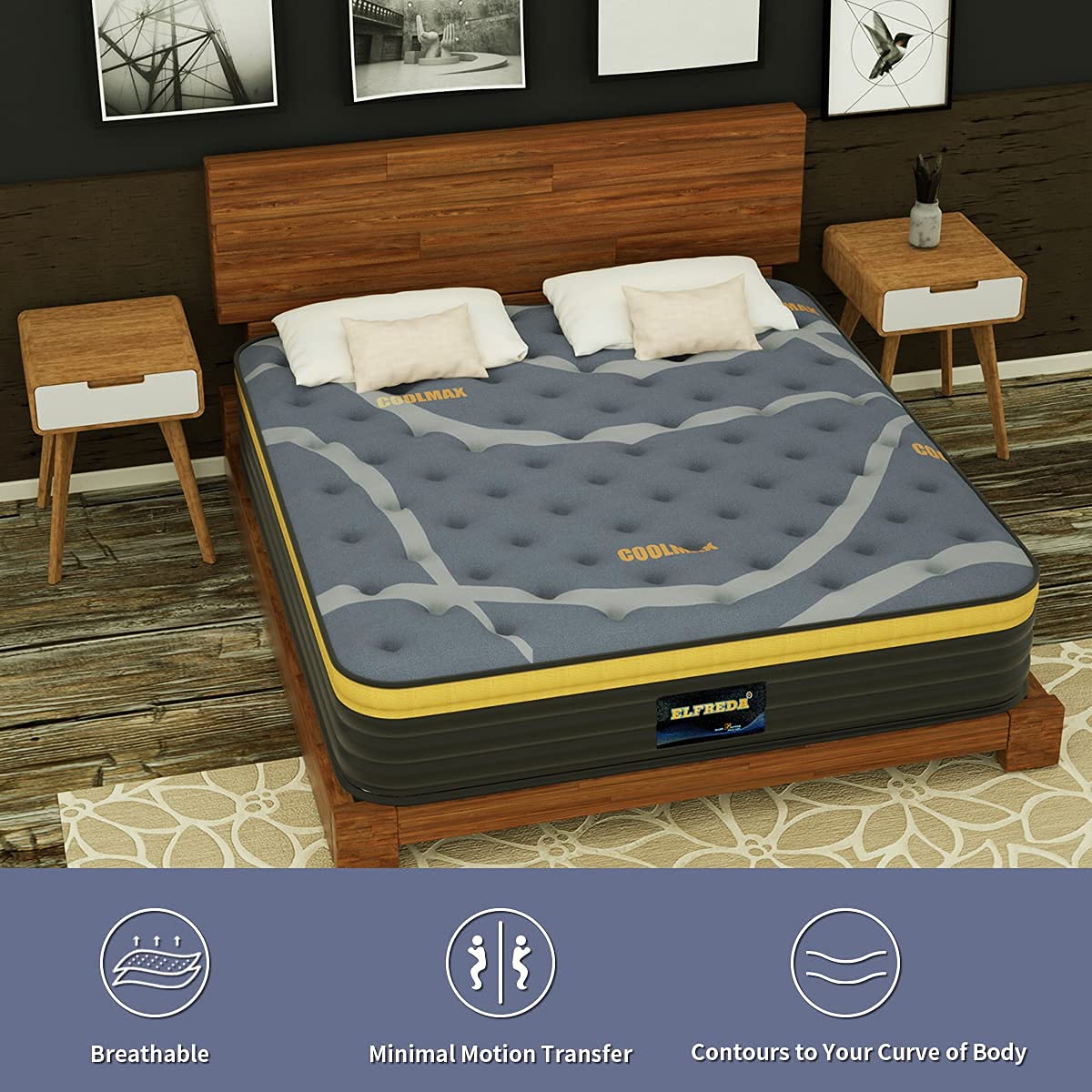 12 Inch Short Queen RV Hybrid Mattress | Medium Firm Pillow Top with Memory Foam & Pocket Springs | Supportive, Pressure Relief | 74x60