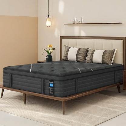 14 Inch Queen Hybrid Mattress | Extra Firm Gel Memory Foam | Flippable Dual Side, Lumbar & Hip Support | Fiberglass Free, CertiPUR-US Certified